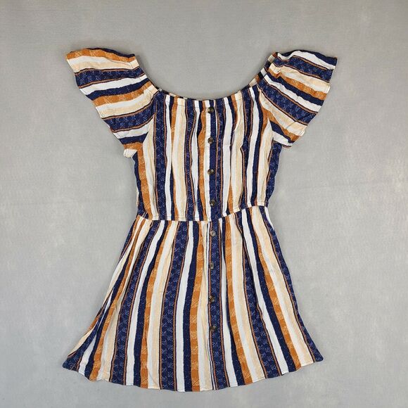 J For Justify Women's Button Dress Large Striped‎ Multicolor Rayon - Picture 1 of 11